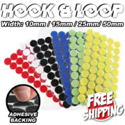 10, 15, 25mm Hook & Loop Sticky Self Adhesive Round Dots Coins Circles Tape
