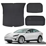 For Tesla Model Y Cargo Mat Front Rear Trunk Toolbox Tray Mat Set Well Storage
