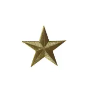 #2197SSG (ONE DOZEN - 12PCS ) 1-1/4" GOLDEN EMBROIDERED STAR IRON ON PATCHES