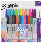 Sharpie Electro Pop Permanent Markers Fine Point Assorted Colors 24 Count