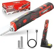 TOPEX 4V Max Cordless Soldering Iron, Cordless Soldering Iron Kit, 12 Second Quick Heat Up, with Rechargeable Lithium-Ion Battery and LED Working Light for DIY, Electronics, and Small Repairs