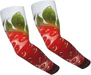 [FHEDVBN] Red Strawberry Fruit Arm Sleeves Compression Arm Covers for Men Women Outdoor Sun Sleeves Cooling Sports Sleeve, Black