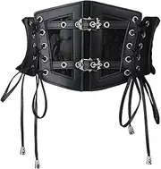 [eYLun] Womens Corset Belt Vintage Lace-up Elastic Waist Belt Rock Tied Corset Waspie Wide Belt for Halloween Costume