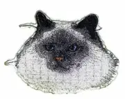 [Birman Cat Face] Embroidery Iron On/Sew patch [4" x 3"]