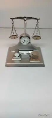 Sanis Enterprises CK371 Scales Of Justice Multi Clock, 3 by 3-Inch, Silver