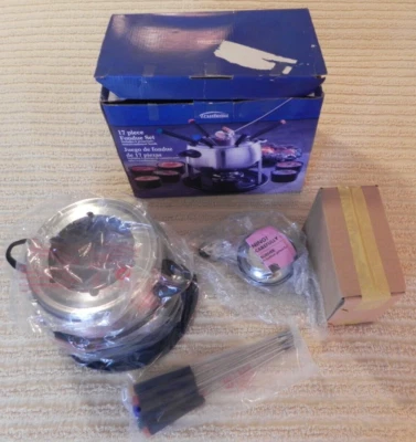 Trudeau Fondue Set 17 Piece Stainless Steel-NIB