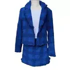 House of Harlow 1960 Suit Womens M 2pc Blue Wool Tweed Blazer & Skirt(Skort) Set