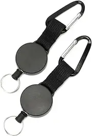 [BIGTEDDY] 2PCS Heavy Duty Retractable Stainless Steel Keyring Pull Ring Key Chain Recoil