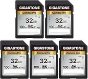 Gigastone 32GB 5-Pack SD Card V10 SDHC Memory Card High Speed Full HD Video Compatible with Canon Nikon Sony Pentax Kodak Olympus Panasonic Digital Camera, with 5 Mini Cases