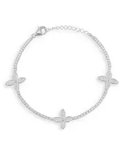 Aqua Cubic Zirconia Clover Tennis Style Bracelet- Exclusive