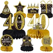 Glitter Gold 40th Birthday Honeycomb 9pk