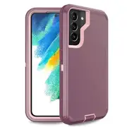 For Samsung Galaxy S21 FE Case Drop Resistant Defender Tradies Heavy Duty Rugged Shockproof Tough Cover (Purple)