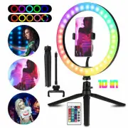 10" RGB Beauty Fill Light LED Ring w/Tripod Stand Dimmable Kit for Phone Stream