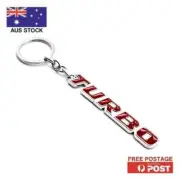 Turbo Keyring Key Chain Red Enamel Chrome Metal Car V8 Engine Racing Key Ring