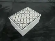 4" White Marble Trinket Box Jewelry Box Semi precious Stones Inlaid Work