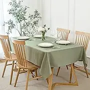 maxmill Faux Linen Textured Rectangle Tablecloth Water Resistant Wrinkle Free Spill-Proof, Soft Table Cloth for Dining Room Decoration, Banquet Parties Event Holiday Dinner, 60 x 84 Inch Sage Green