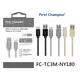 First Champion 鋁合金尼龍編織 USB Type-C 至 USB-A 充電傳輸線-180cm / FC-TC3M-NY180 顏色隨機