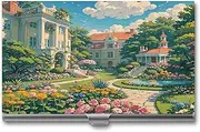 [QWNMD] Business Card Case Box Buckle Style Shut Metal Business Card Holder Whimsical Gardens Academyprinted Slim Purse Name Card Holders for Business Cards Men Women