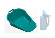 COMBO Slipper Bed Pan w/Handle + Female Urinal Bottle w/Lid