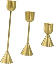 CORHAD Gold Candlestick Holders for Table 3PCs European Design Pillar Candle Holder Elegant Metal Candle Holders for Parties Weddings