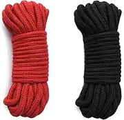 Soft Rope Cord, 2pack Soft Cotton Rope Thick Cotton Cord Craft Rope Thick Cotton Twisted Cord Each Rope10 M/33 Feet 8 MM (Black+ Red)