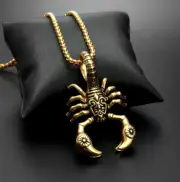 Men's Gold Animal Scorpion Pendant Necklace Chain Punk Gothic Retro Jewelry Gift