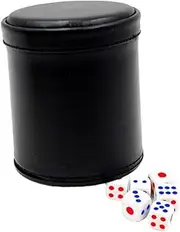 TX GIRL Casino Dice Cup with 6pcs Dice Solid Color Leather Craps Sets Gambling KTV Bar Drinking Board Game Dice Box Dice Cup (Color : Black)
