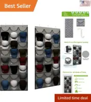 Baseball Cap Organizer - Clear Deep Pockets - 3 Over Door Hooks - Oxford Fabric