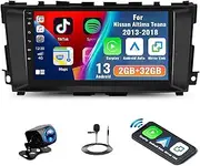 Zomolither 2+32G Android 13 Car Radio Stereo for Nissan Altima Teana 2013-2018 with Wireless Carplay Android Auto,9" IPS Touchscreen Bluetooth/GPS Navigation/Mirror Link/FM/RDS 26UI+ Rear Camera&Mic