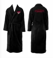 Mens AFL Official Essendon Bombers Black Coral Fleece Robe Dressing Gown