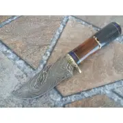 Custom Handmade Damascus Steel Skinner Knife 9" with Leather Sheath