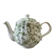 Grace Teaware Porcelain Coffee Pot Teapot Shabby Chic Green & White Floral New