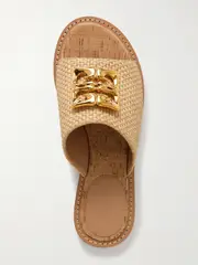 [Givenchy] Givenchy - 4g Liquid Logo-embellished Raffia Slides - Beige - IT37 IT 37 Neutrals
