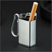 Portable Ashtray,Mini Pocket Metal Ash Holder for Outdoor Use with Lid and Hanging Hook (Silver) (S-PORTABLE-C)