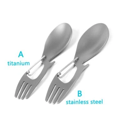 3 in 1 Stainless Steel for Titanium Camping Tableware Fork Spoon Bottle Opener