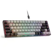 65% Gaming Keyboard, Wired Backlit Mini Keyboard, Ultra-Compact Anti Grey-Black