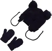 [SAFIGLE] Stylish Baby Boys and Girls Hat Gloves Set Newborn Toddler Infant Boys Girls Warm Knitted Beanie Mittens Dark Blue