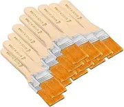 Hitefu 12 Pcs 1 Inch Width Flat Paint Brushes Nylon Bristle with Wood Handle Painting Tool for Oil Canvas Watercolor Gesso Wall Door Cabinets Furniture Fences