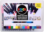 Posca Pens PC-1MR Ultra Fine Acrylic Felt Tip Coloured Permanent Paint Markers for Adults, Kids. Perfect for Colouring, Fabric, Graffiti, Watercolour, Outline Drawing, Window and Glass Art. 16 Pack