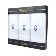 Spence Bryson Men's Embroidered Choose Your Initial White 100% Cotton Handkerchiefs 3 Pack Initial: G Pack Of 3