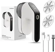 Rechargeable Electric Lint Fabric Shaver with 3 Speeds & 2 Replacement Blades,LED Display Portable Fuzz Remover for Pilling Clothes,Couch, Sweater