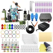 Wormhole Tattoo Kit for Beginners 10 Tattoo Inks Complete Tattoo Machine Gun ...