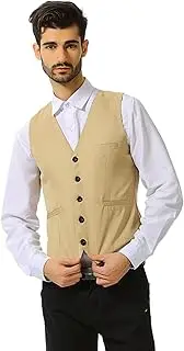 [SMBHIAON] Mens Suit Vest - Large Size 4Xl V-Neck Single Breasted Business Dress Rock Vest,Fashion Steampunk Gothic Adjustable Belt At The Back Regular Fit Wedding Party Suit Tuxedo