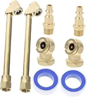 2 Set Heavy Duty Dual Head Air Chuck Set Female Closed Ball Tire Chuck and 2 Male Tire Air Fill Kit for Tire Inflator Gauge