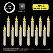 12 Pack Halloween Floating Candles With Wand Remote Control Led Flame Loose Flickering Candle Home Hanging Candles Light
