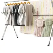 Foldable 63-Inch Clothes Drying Rack with Adjustable Length & 20 Windproof Hooks