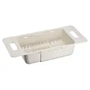 Extendable Over the Sink Strainer Fruit Vegetable Colander for Kitchen Beige