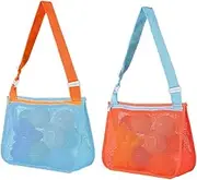 2Pcs Beach Toy Mesh Bag for Kids Shell Collecting - Sand Toys Totes for Seashells