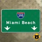 Florida Miami Beach interstate 395 overhead guide sign road marker 22x13
