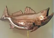Beautiful copper/brass 3D FISH weathervane, TOP ONLY FITS over a 3/8'' top rod